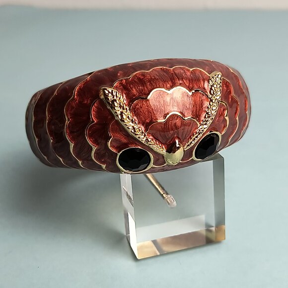 Confident Chunky Epoxy Enamel Owl Hinged Fold Over Cuff Bangle Bracelet … - Picture 1 of 10